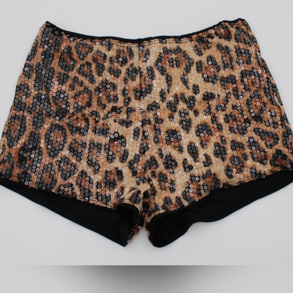 SHEIN Cheetah Sequin Stretch Shorts Size S